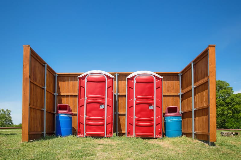 Short-term porta potty units staged for delivery in Lathrop, California
